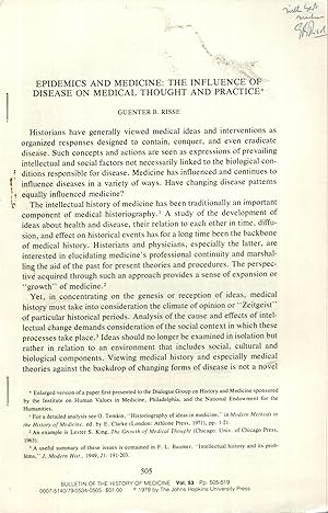 Image du vendeur pour Epidemics and Medicine : The Influence of Disease on Medical Thought and Practice. - envoi autographe de l'auteur COPY SIGNED BY THE AUTHOR mis en vente par PRISCA