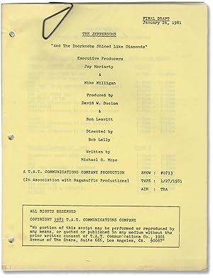 Bild des Verkufers fr The Jeffersons: And the Doorknobs Shined Like Diamonds (Original script for the 1981 television episode) zum Verkauf von Royal Books, Inc., ABAA