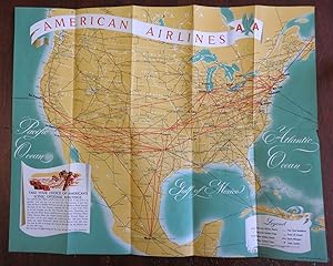 American Airlines United States Air Routes International Travel 1949 picture map