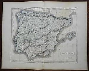 Ancient Iberia Spain Roman Empire Celt-Iberians 1855 Philip historical folio map