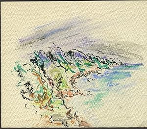 Mrs. [Henry] Lepska Miller, manuscript card and water color of Big Sur