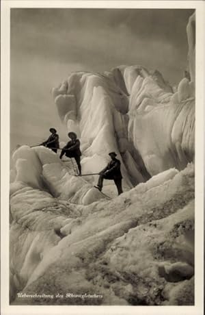 Ansichtskarte / Postkarte Kt Wallis Schweiz, Rhonegletscher, Kletterer