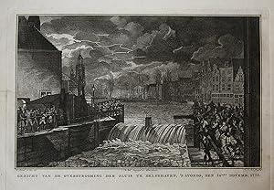 [Antique print, etching and engraving] The flood at Delftshaven in Rotterdam in 1775, published 1...