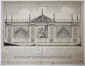 [Antique print; etching, The Hague, Den Haag] Afbeelding van het Vuurwerk ., published 1754.