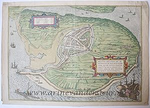 [Cartography, Antique print, handcolored engraving] Le Briel (Brielle), published 1575.