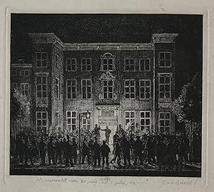 Modern print, etching | Funeral of the Delft Academy, published ca. 1864-1866, 1 p.