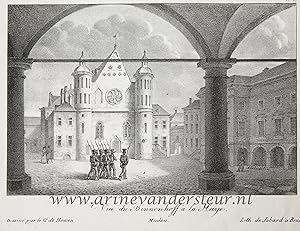 Antique print, lithography | Vue du Binnenhof a la Haye (Prent Binnenhof Den Haag), published 182...