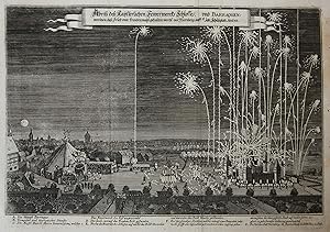 [Original print, etching, Neurenberg] Fireworks celebrating the end of the Thirty Years War in Nu...