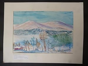 A. Bajorat Original Aquarell "Vuontispirtti Finnisch-Lappland", handsigniert Original-Blatt 1978