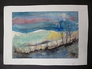 Original Aquarell "Am Rande der Tundra", handsigniert Original-Blatt 1980