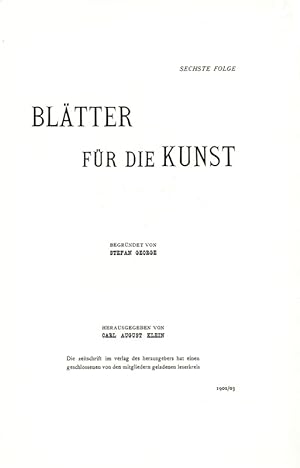 Begründet von Stefan George. Hrsg. von Carl August Klein.