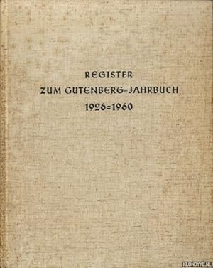 Bild des Verkufers fr Register zum Gutenberg-Jahrbuch 1926-1960 zum Verkauf von Klondyke