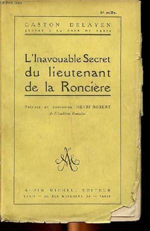 Bild des Verkufers fr L'inavouable secret du lieutenant de la Roncire zum Verkauf von Le-Livre