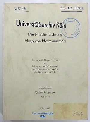 Seller image for Die Mrchendichtung Hugo von Hofmannsthals. (Dissertation). for sale by Brbel Hoffmann