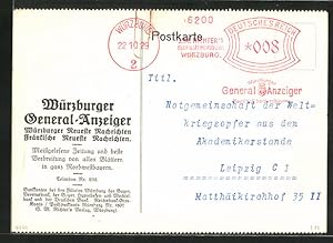 Bild des Verkufers fr Ansichtskarte Wrzburg, Wrzburger General-Anzeiger zum Verkauf von Bartko-Reher