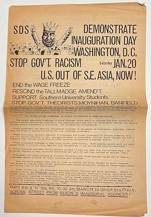 Seller image for Demonstrate inauguration day. Washington, DC. Saturday, Jan. 20. Stop gov't racism. US out of SE Asia, now! [broadside for sale by Bolerium Books Inc.