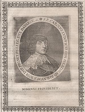 Bild des Verkufers fr S. P. Carolus Ludouic Com. Palatin." - Karl I. Ludwig Pfalzgraf bei Rhein (1617-1680) Portrait zum Verkauf von Antiquariat Steffen Vlkel GmbH