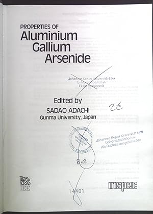 Bild des Verkufers fr Properties of Aluminum Gallium Arsenide E M I S DATAREVIEWS SERIES No. 7 zum Verkauf von books4less (Versandantiquariat Petra Gros GmbH & Co. KG)