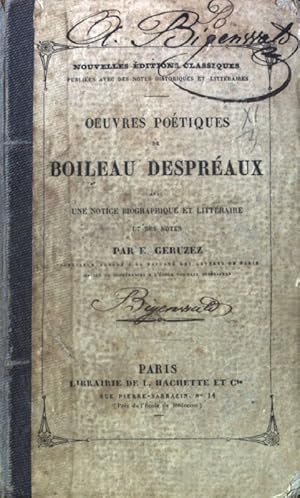 Bild des Verkufers fr Oeuvres Potiques de Boileau Despraux; Nouvelles ditions Classiques. zum Verkauf von books4less (Versandantiquariat Petra Gros GmbH & Co. KG)