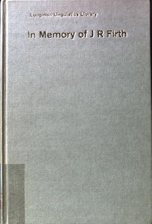 Imagen del vendedor de In Memory of J.R. Firth Longman Linguistics Library; a la venta por books4less (Versandantiquariat Petra Gros GmbH & Co. KG)