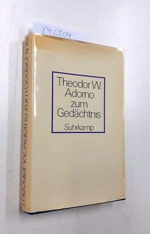 Theodor W. Adorno zum Gedächtnis. Eine Sammlung