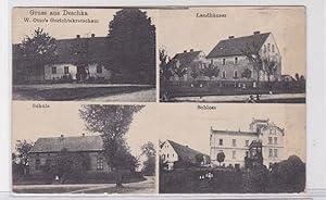 90703 Mehrbild Ak Gruß aus Deschka Gerichtskretscham, Schule usw. 1918