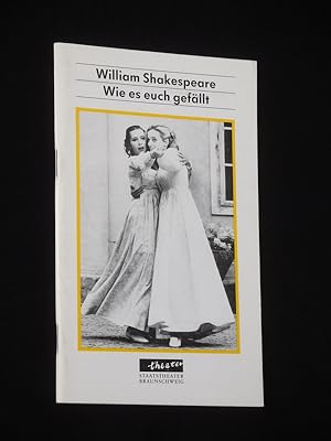 Seller image for Programmheft 1 Staatstheater Braunschweig 1992/ 93. WIE ES EUCH GEFLLT von Shakespeare. Insz.: Jrgen Kaizik, Bhnenbild: Thomas Hamann, Kostme: Monika Zeller-Schmig. Mit Frank Halatsch, Cyrill Berndt, Wolfram Durben, Conrad Geier, Jost Leers, Johannes Walther, Timmy Martin Haberger, Wolfgang Kranitzer for sale by Fast alles Theater! Antiquariat fr die darstellenden Knste