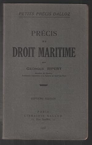 Image du vendeur pour Prcis de droit maritime mis en vente par librairie philippe arnaiz
