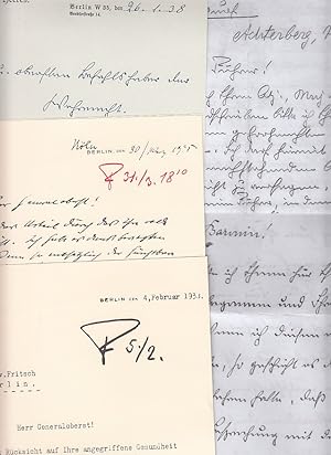 Bild des Verkufers fr Die Blomberg-Fritsch-Krise, 1938. Konvolut aus 5 Faksimiles. zum Verkauf von Fundus-Online GbR Borkert Schwarz Zerfa