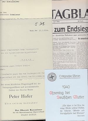 Imagen del vendedor de Sdtirol und der Nationalsozialismus, 1933-1945. Konvolut aus 5 Faksimiles. a la venta por Fundus-Online GbR Borkert Schwarz Zerfa