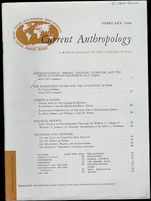Seller image for The Pleistocene Epoch and the Evolution of Man in Current Anthropology Volume 9, Number 1 for sale by The Book Collector, Inc. ABAA, ILAB