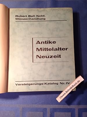 Bild des Verkufers fr Mnzen und Medaillen : Versteigerungs-Kataloge. Konvolut von 6 Katalogen in einem Band gebunden. Robert Ball Nchf. Mnzenhandlung, Antike, Mittelalter, Neuzeit. 2: Goethe : Zum 100. Todestage 1932. 3: Henry Seligmann Hannover, Versteigerungs-Katalog XII. 4: Taler und Goldmnzen auch Schweiz unf Antike von Felix Schlessinger. 5: Leo Hamburger, Alte Sammlung eines schweizerischen Amateurs , Schweiz, Ausbeute, Vlkerwanderung, 6: Pflzische und Badische mnzen und medaillen. zum Verkauf von Antiquariat BehnkeBuch