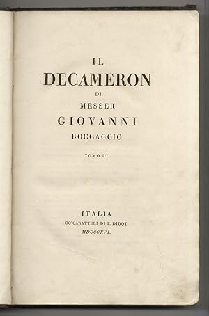 Il decameron di messer Giovanni Boccaccio. Tomo III. [Legato con:] Il decameron di messer Giovann...
