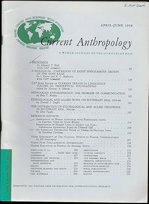 Bild des Verkufers fr Proxemics in Current Anthropology Volume 9, Numbers 2-3 zum Verkauf von The Book Collector, Inc. ABAA, ILAB