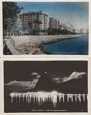 Rio de Janeiro O Pao de Assucar de Noite & Day 2x Postcard s