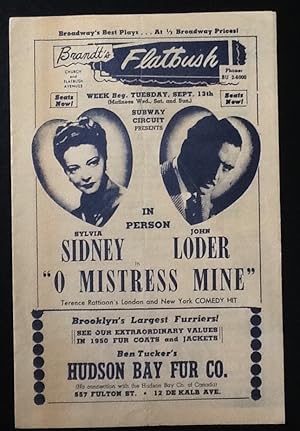 1949 BROOKLYN, NY Theatre Flyer Make Mine Manhattan/ O Mistress Mine