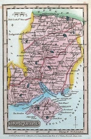 Antique Map HAMPSHIRE, Reid & Wallis Original Miniature County Map 1820