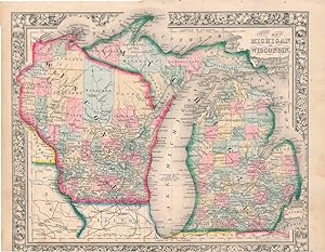 County Map of Michigan and Wisconsin