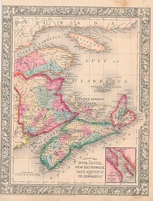 County Map of Nova Scotia New Brunswick Cape Breton Id. and Pr. Edward's Id