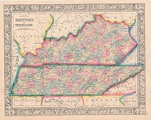 County Map of Kentucky, and Tennessee