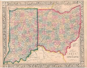 County Map of Ohio and Indiana