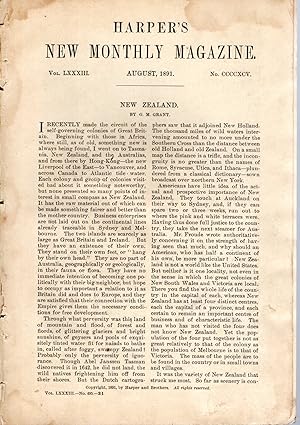 Imagen del vendedor de New Zealand".article from Harper's New Monthly Magazine, August, 1891 a la venta por Dorley House Books, Inc.