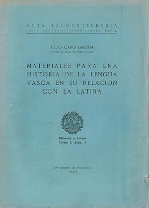 Materiales para una historia de la lengua vasca en su relación con la latina.