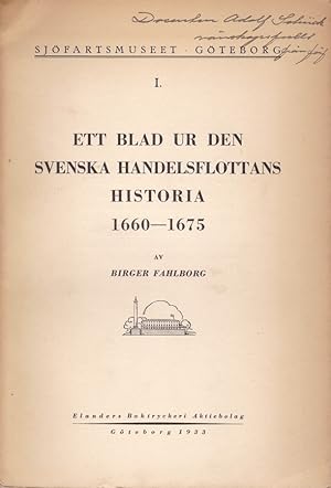 Seller image for Ett blad ur den svenska handelsflottans historia 1660?1675. for sale by Centralantikvariatet