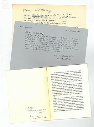 Seller image for Eigenh. Brief mit U., eh. Manuskript und gedr. Gedichtband "Carthago" mit eh. U. for sale by Antiquariat INLIBRIS Gilhofer Nfg. GmbH