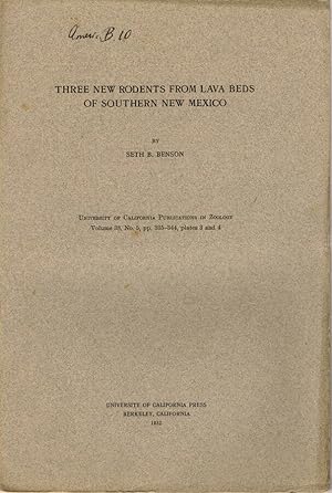 Seller image for Three new rodents from lava beds of Southern New Mexico Volume 38, No. 5 - 1932 for sale by Biblioteca di Babele