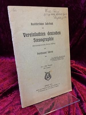 Seller image for Ausfhrliches Lehrbuch der vereinfachten deutschen Stenographie. for sale by Altstadt-Antiquariat Nowicki-Hecht UG
