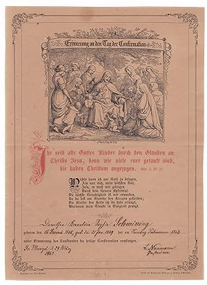Erinnerung an den Tag der Confirmation (Konfirmation). Hat 1863 unter Erneuerung des Taufbundes d...