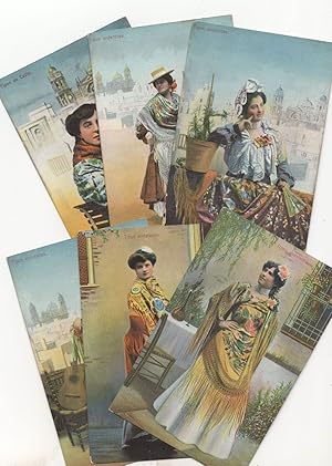 Tipos Andaluces & Spanish Ladies Fashion 6x Old Postcard s