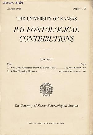 Seller image for Contents: Paper 1. New Upper Cretaceous Teleost Fish from Texas ( by David Bardack) - Paper 2. A New Wyoming Phytosaur ( by Theodore H. Eaton, Jr.) for sale by Biblioteca di Babele